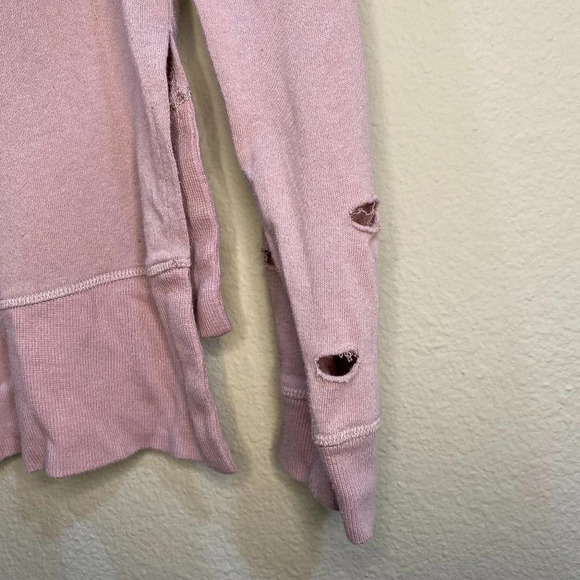 Nordstrom ABOUND Blush Pink Holey Distressed Super Soft Hoodie - size XS - Picture 4 of 4